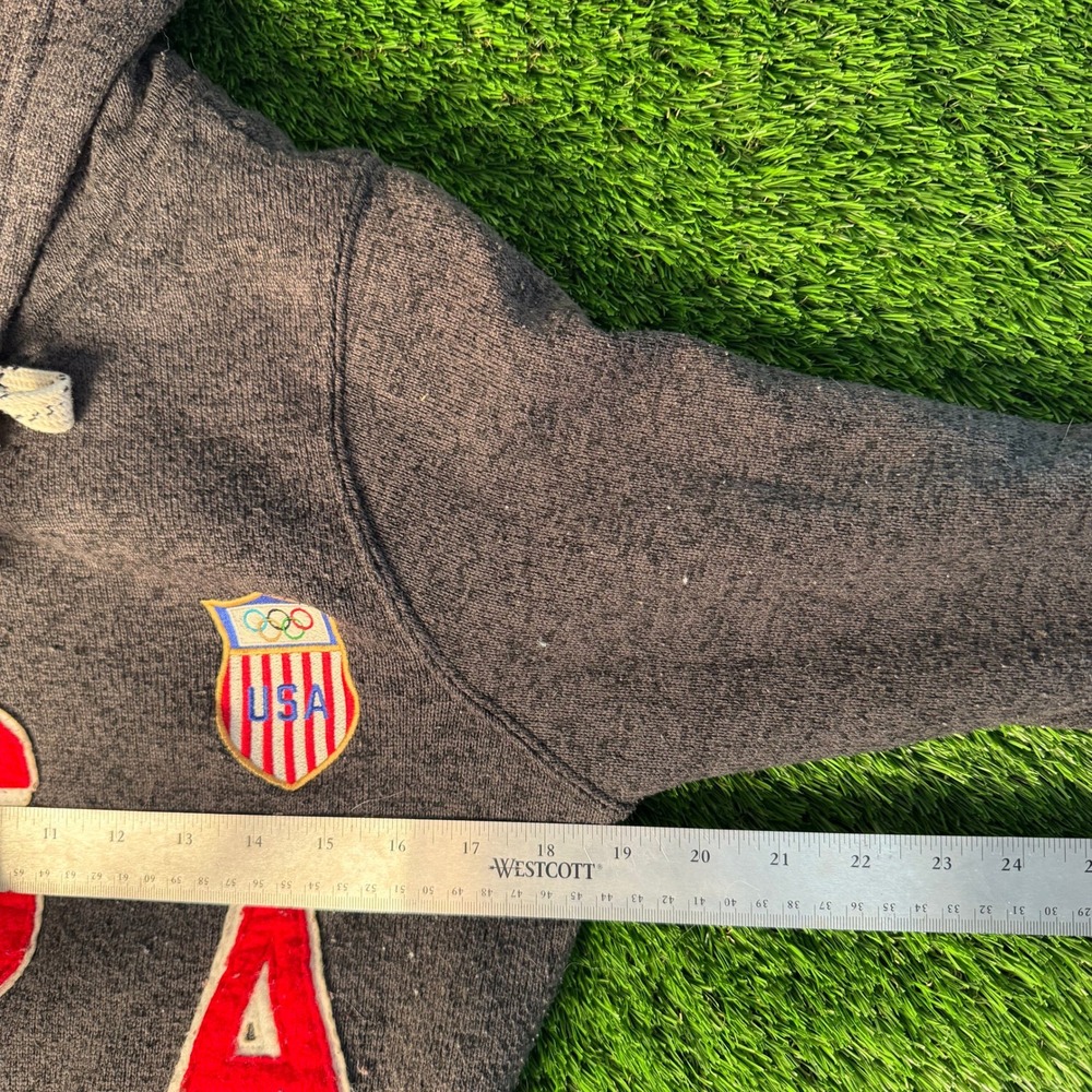 Artisans USA Olympic Team Hoodie Charcoal Grey Chenille Lettering Small - Picture 3 of 5